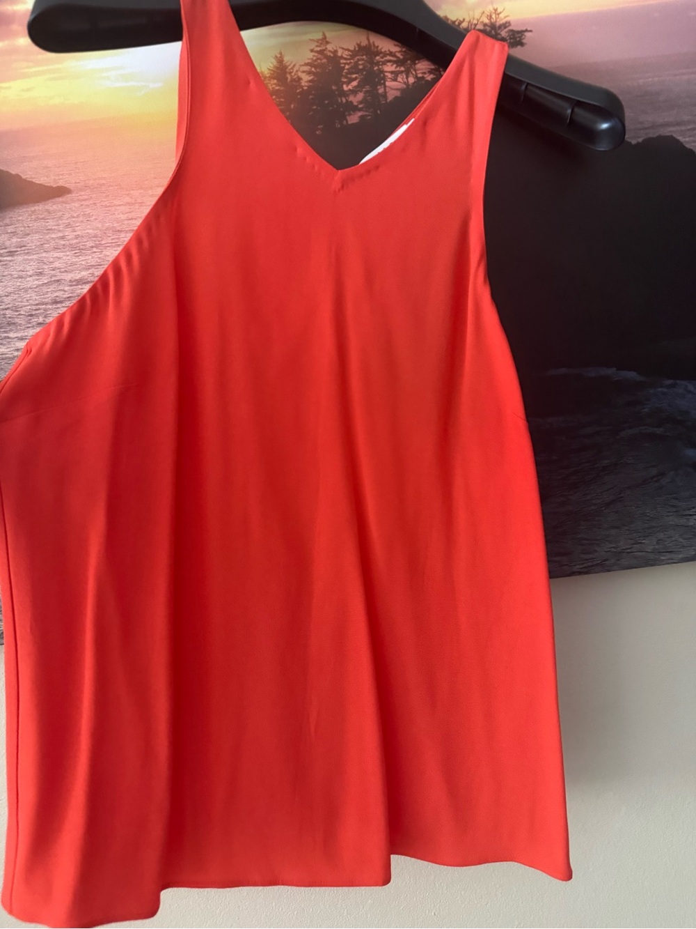 A.L.C. Vibrant Coral-Red V-Neck Open Back Sleeveless Halter Top/ 4/ New